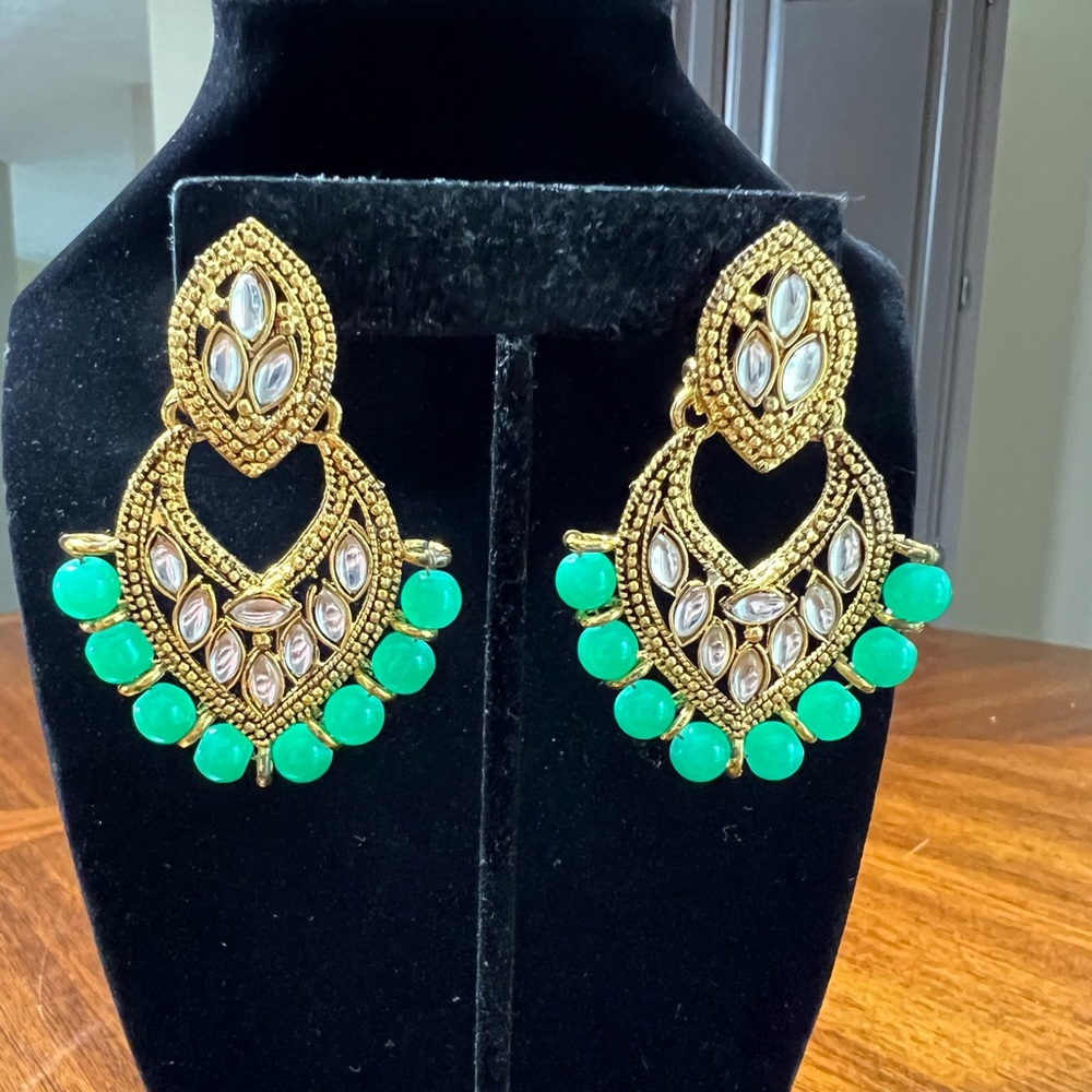 Chandelier sea Green Statement Earring